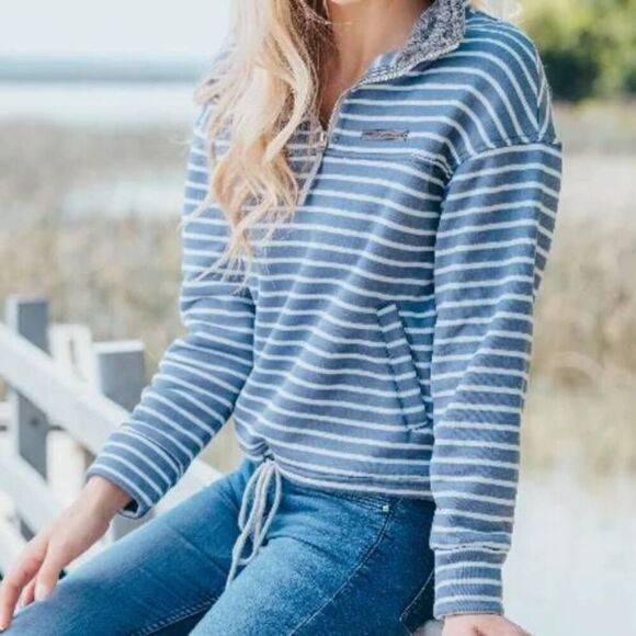 Simply Southern Boyfriend Stripe Pullover Sweater Jacket Size XL - Picture 1 of 7